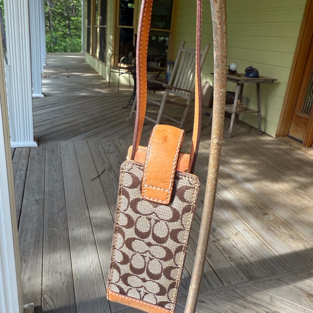 Coach Brown And Tan Patterned Accessory Case - image 1